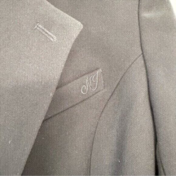 NWOT Nana Jacqueline Elora Blazer Black Gathered Satin Mini Dress Size M - Picture 10 of 13